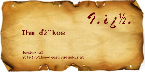 Ihm Ákos névjegykártya